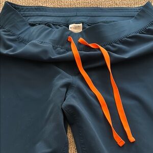 Figs Women's Pants in Teal with Orange Drawstring